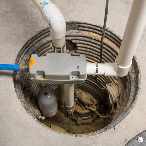 sump pump installed in a home's basement