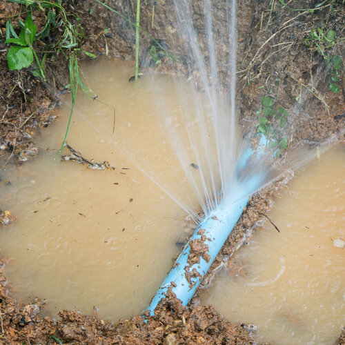 close-up of a burst pipe