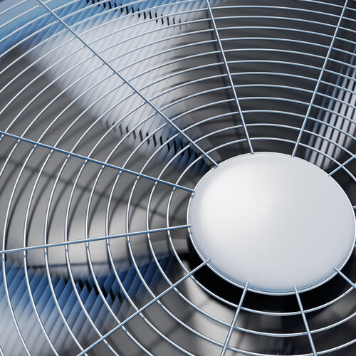 close-up of HVAC unit fan